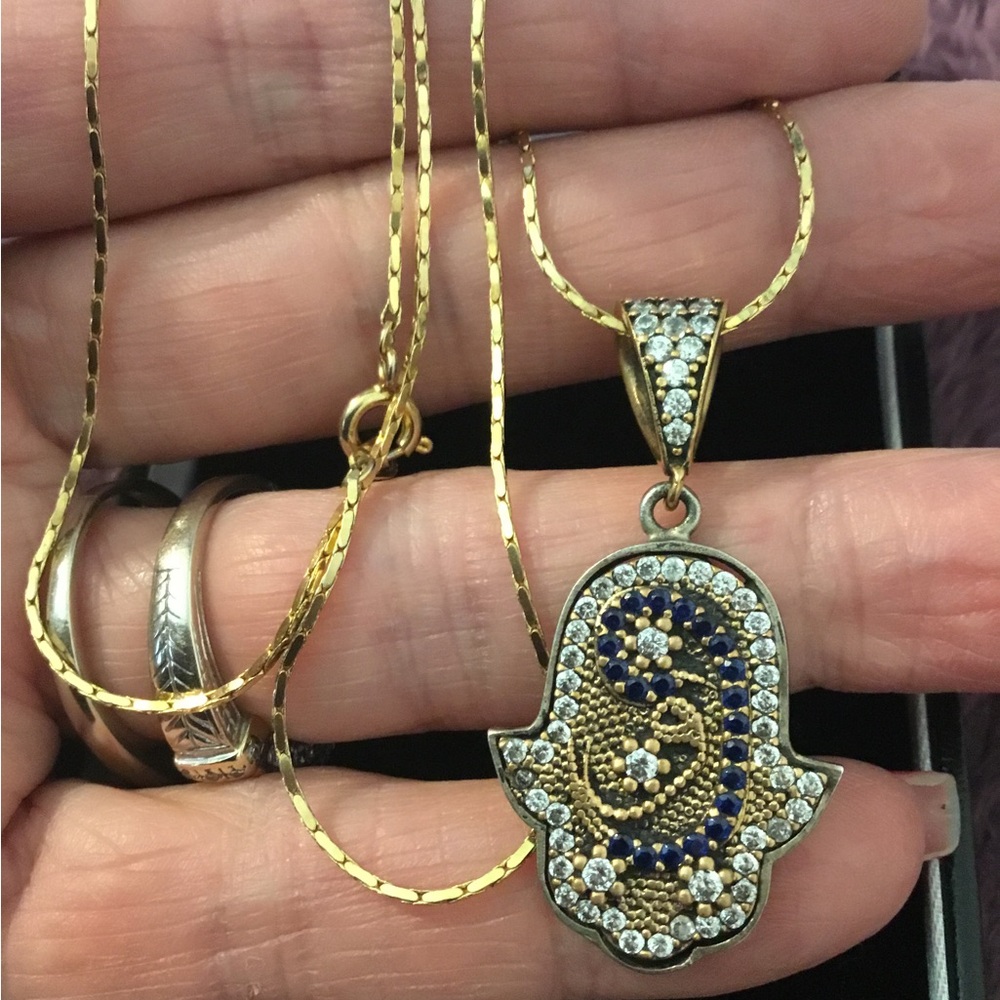 Vintage Blue & White Sapphire Necklace